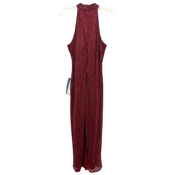 Mac Duggal Beaded Sleeveless Burgundy Formal Midi Dress  Size 8 NWT - Picture 8 of 11